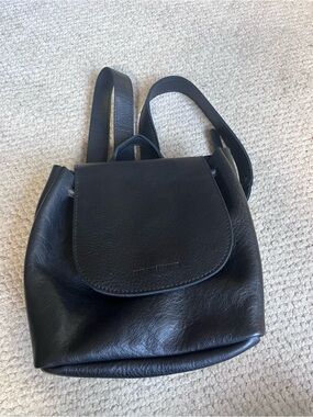 Portland Leather Black Mini Backpack